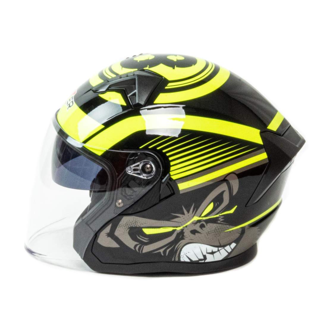 Шлем мото открытый HIZER J228 №1 (XL) black/neon yellow